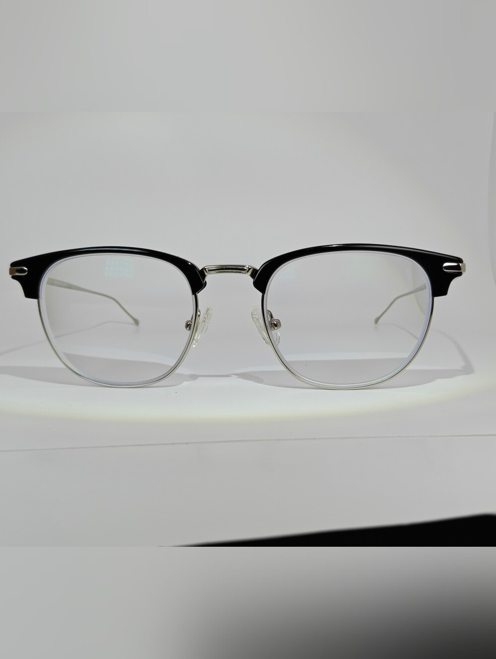Relive. Black and Silver Metal Frame Eyeglasses. Browline. Chrome